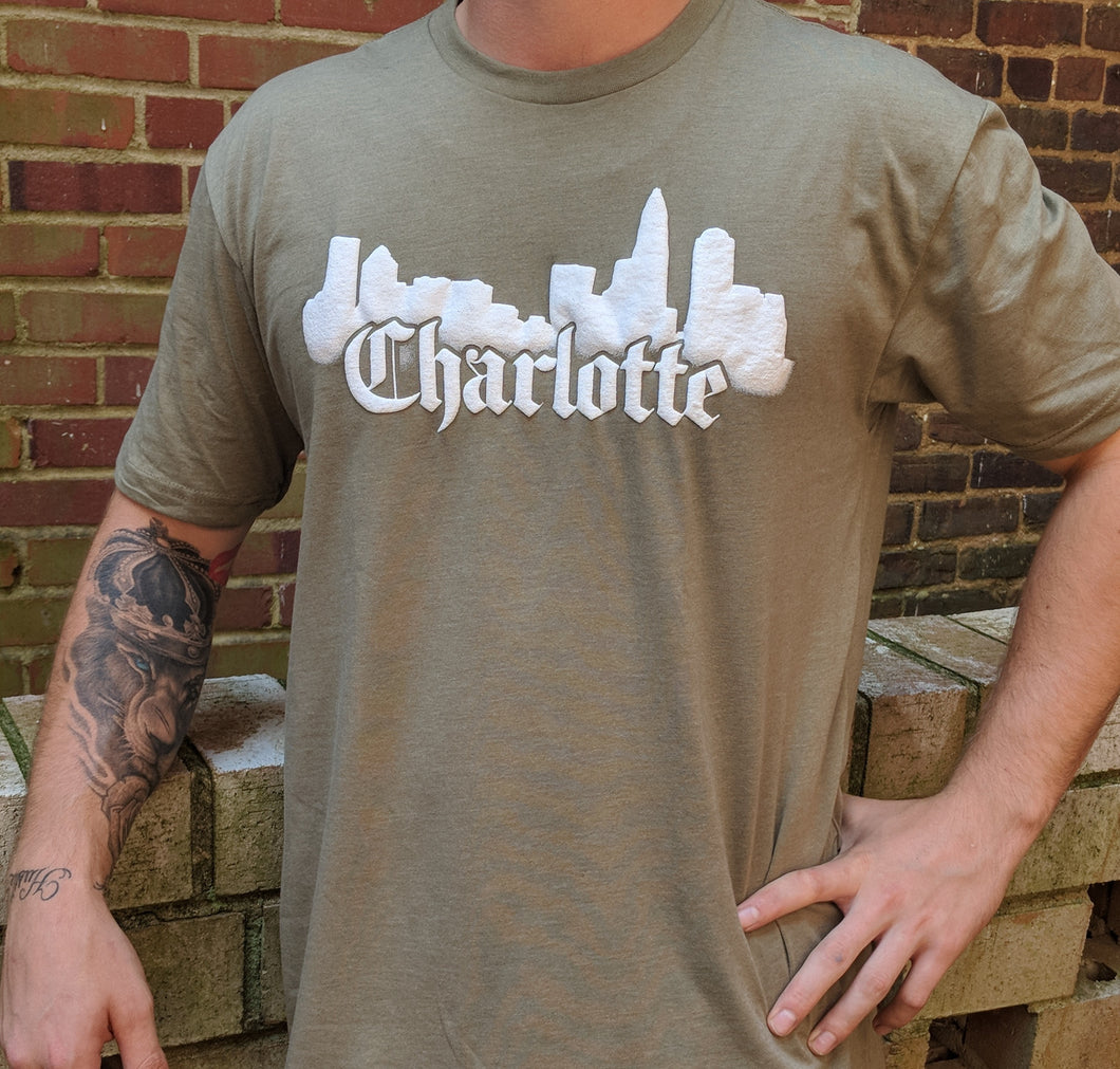 Charlotte Skyline Military Green T-Shirt